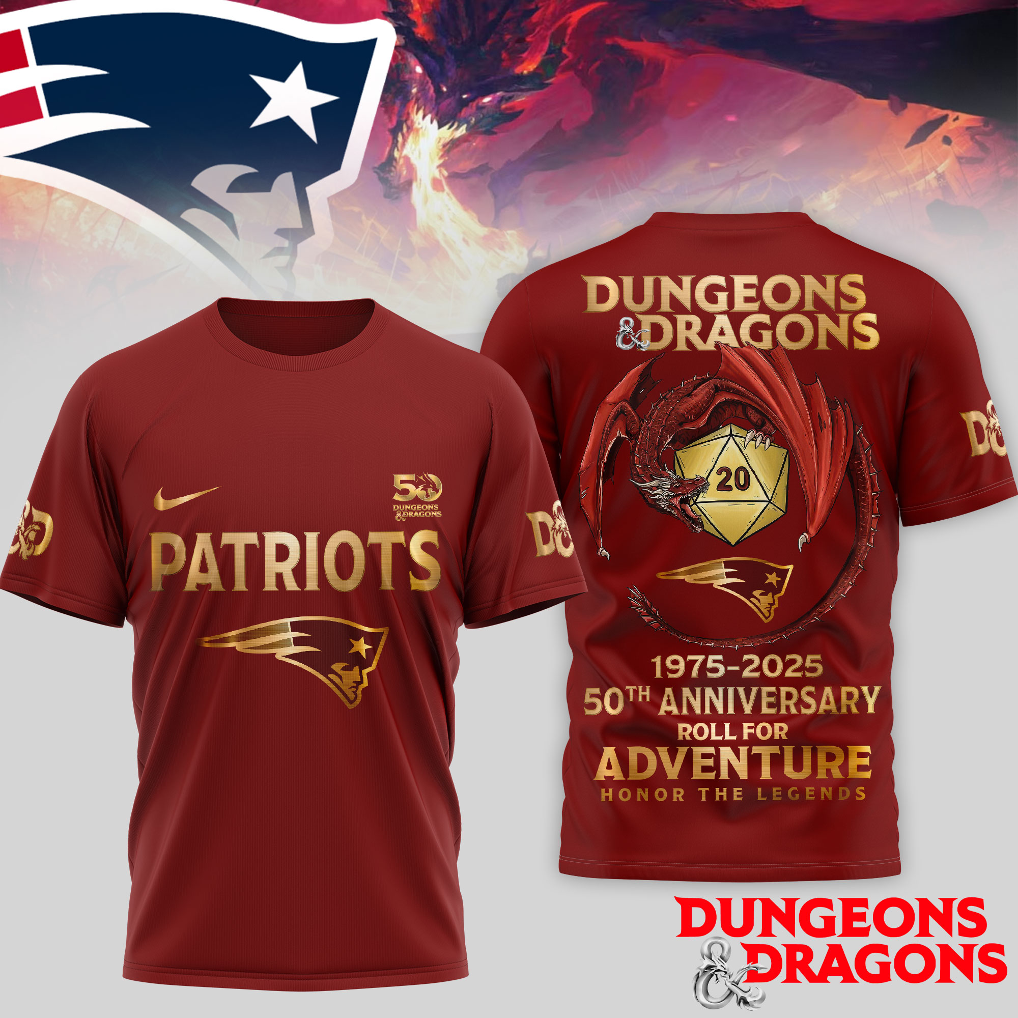 New England Patriots | Premium NFL Dungeons And Dragons 50th Anniversary Shirt TD