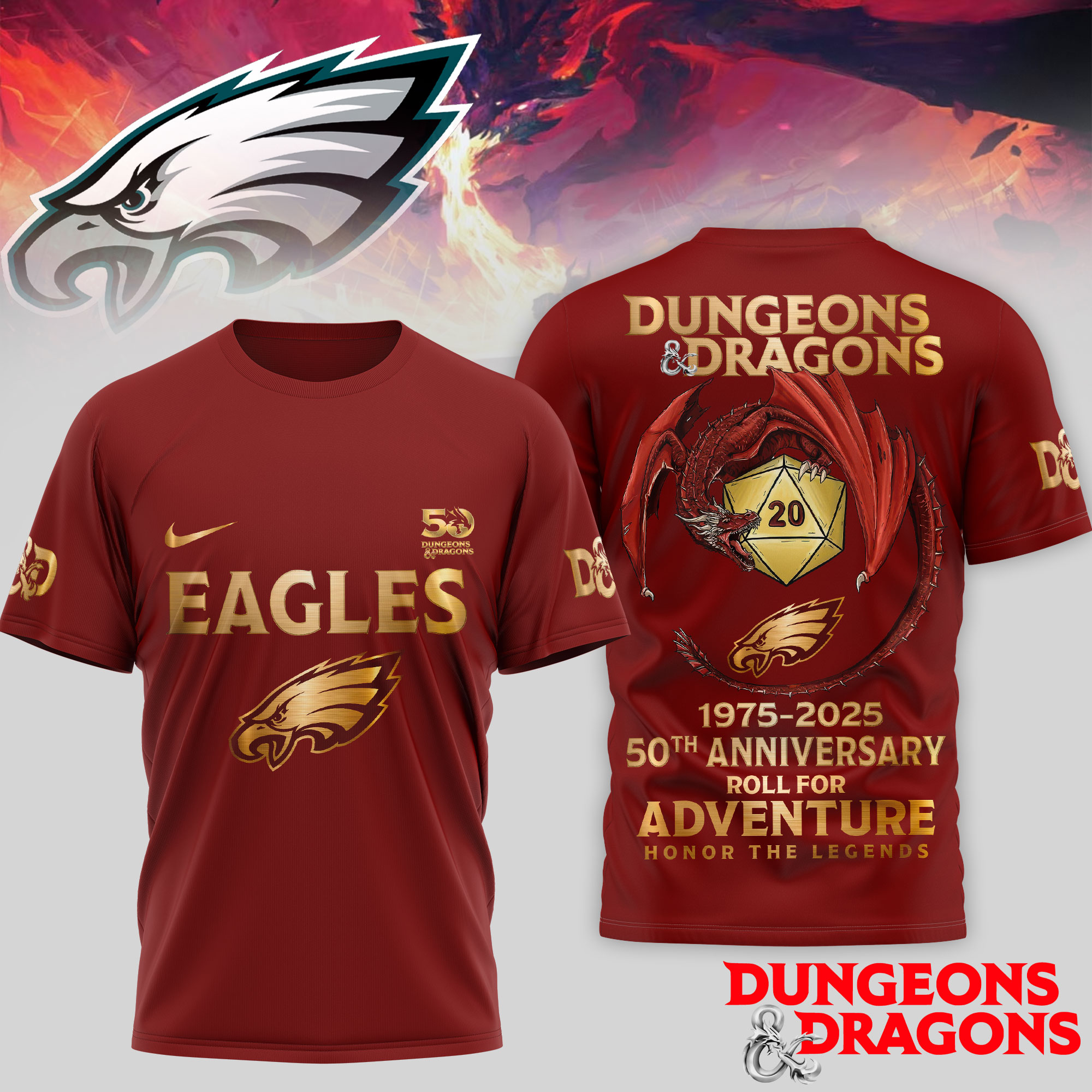 Philadelphia Eagles | Premium NFL Dungeons And Dragons 50th Anniversary Shirt TD