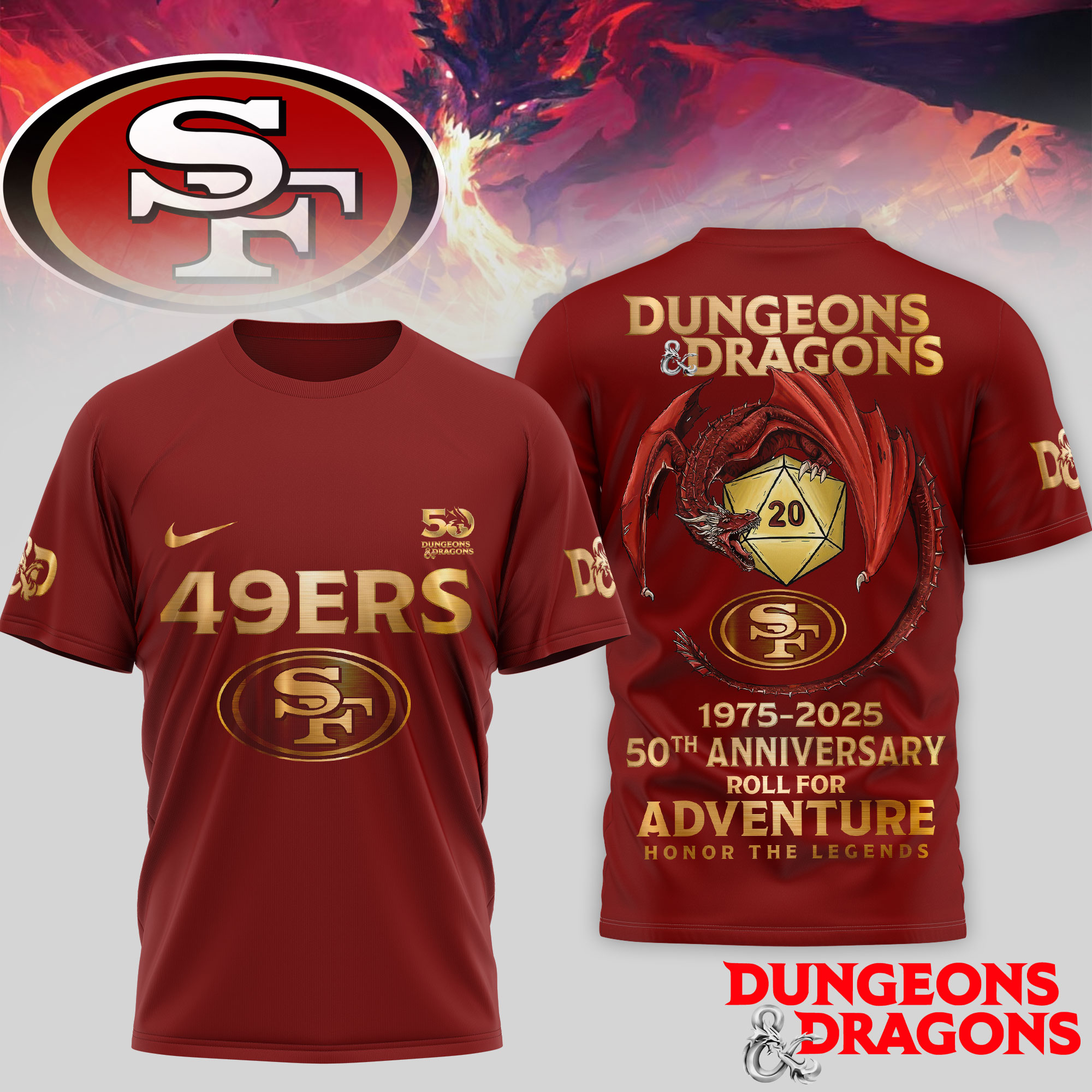 San Francisco 49ers | Premium NFL Dungeons And Dragons 50th Anniversary Shirt TD