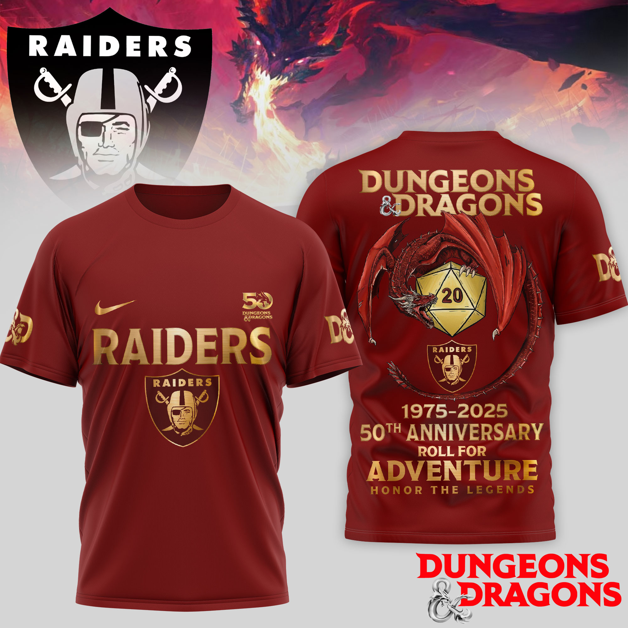 Las Vegas Raiders | Premium NFL Dungeons And Dragons 50th Anniversary Shirt TD