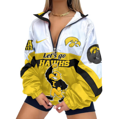 Alternative view of Iowa Hawkeyes | Premium Women Printed V-Neck Zipper Sweatshirt Jackets NCAA TD