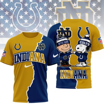 Indianapolis Colts x Notre Dame Fighting Irish | Premium NFL Team x NCAA Team Fusion 3D Shirt NY