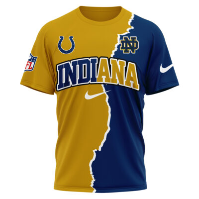 Alternative view of Indianapolis Colts x Notre Dame Fighting Irish | Premium NFL Team x NCAA Team Fusion 3D Shirt NY