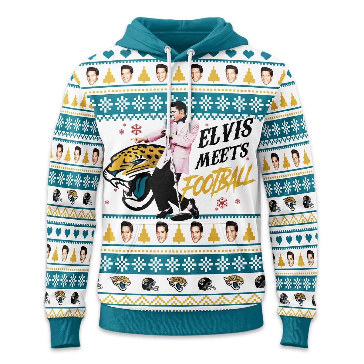 Jacksonville Jaguars | Premium NFL Elvis Presley Christmas Hoodie NY - Image 2