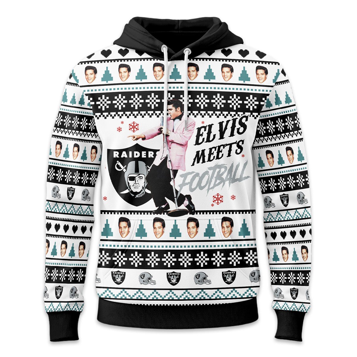 Las Vegas Raiders | Premium NFL Elvis Presley Christmas Hoodie NY - Image 2