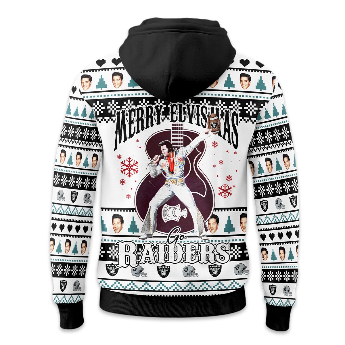 Las Vegas Raiders | Premium NFL Elvis Presley Christmas Hoodie NY - Image 3