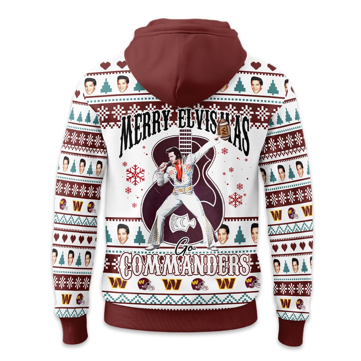 Washington Commanders | Premium NFL Elvis Presley Christmas Hoodie NY - Image 3
