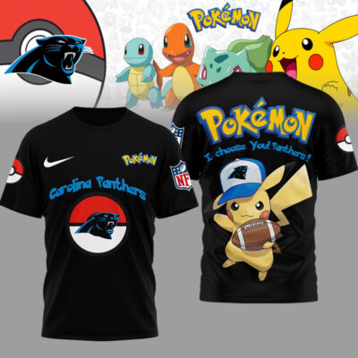 Alternative view of Carolina Panthers | Premium NFL I Choose You Pikachu 3D Shirt