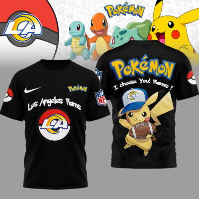 Alternative view of Los Angeles Rams | Premium NFL I Choose You Pikachu 3D Shirt