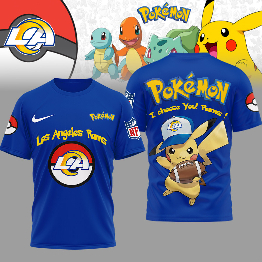 Los Angeles Rams | Premium NFL I Choose You Pikachu 3D Shirt - Image 3
