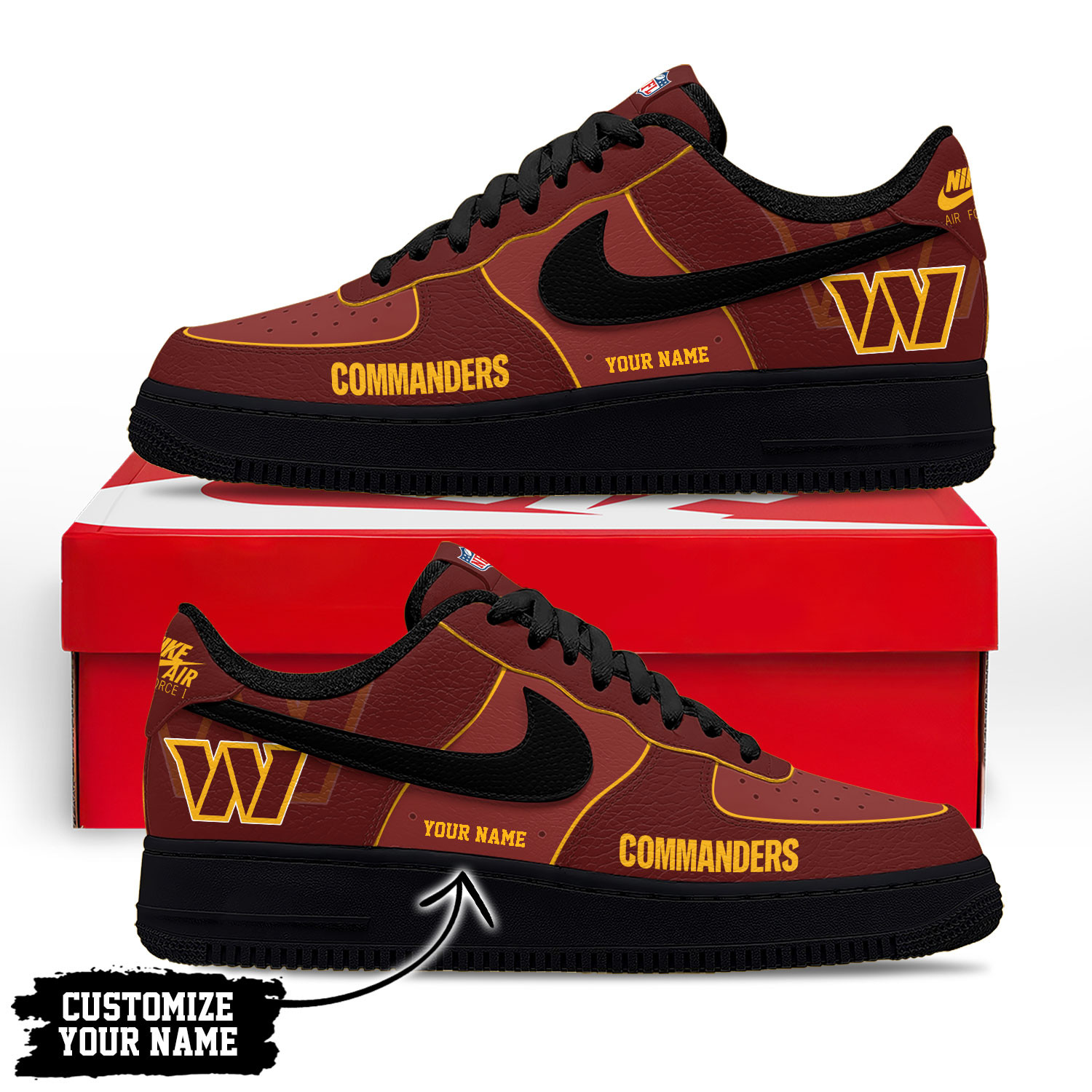 Washington Commanders | Premium NFL Custom AF1 Shoes NY - Image 2