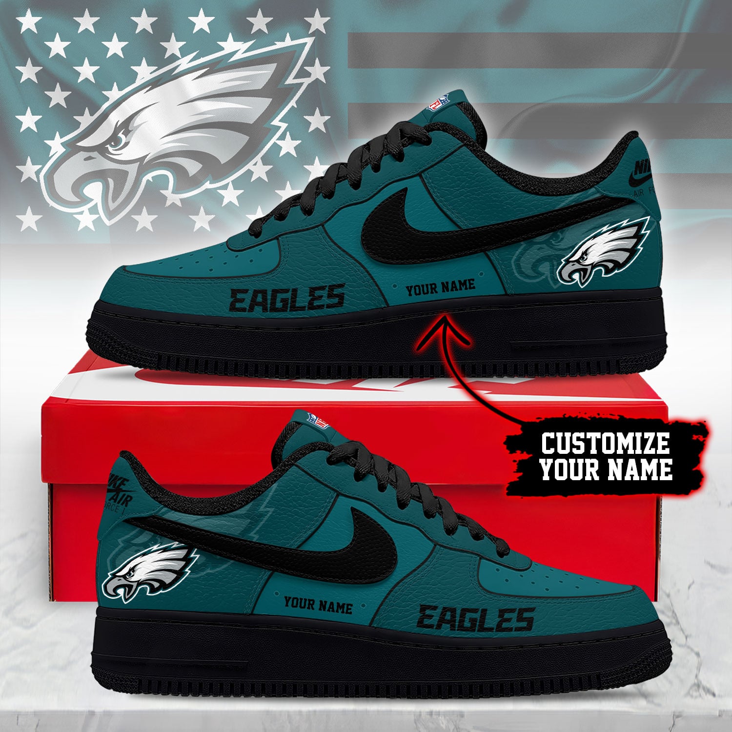 Philadelphia Eagles | Premium NFL Custom AF1 Shoes NY