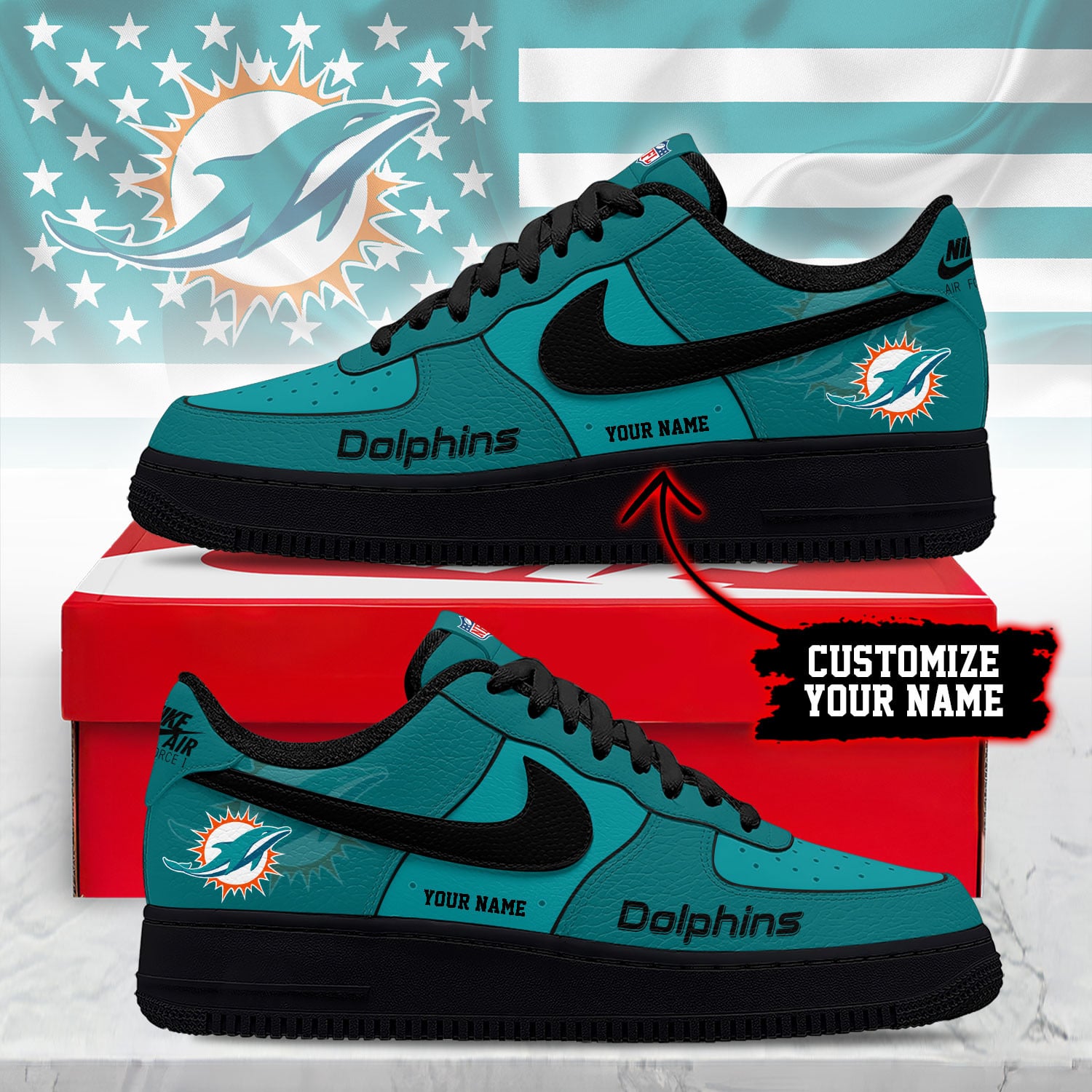 Miami Dolphins | Premium NFL Custom AF1 Shoes NY