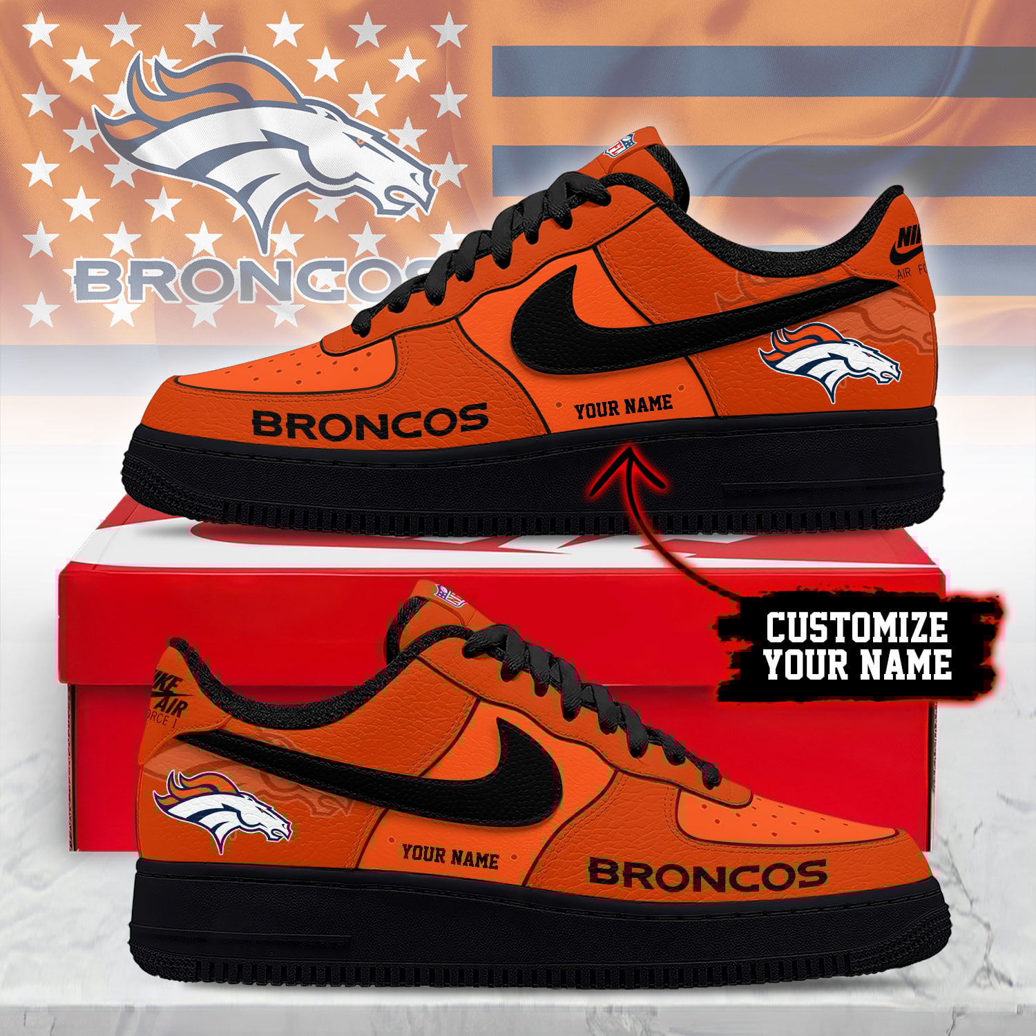 Denver Broncos | Premium NFL Custom AF1 Shoes NY