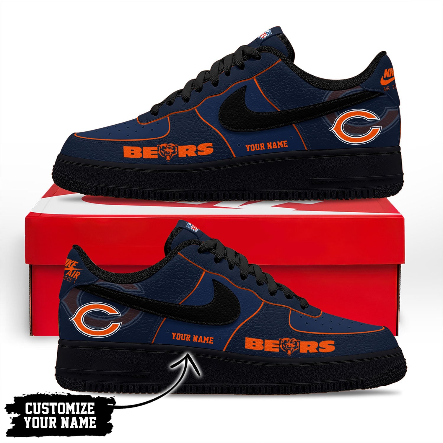 Chicago Bears | Premium NFL Custom AF1 Shoes NY - Image 2
