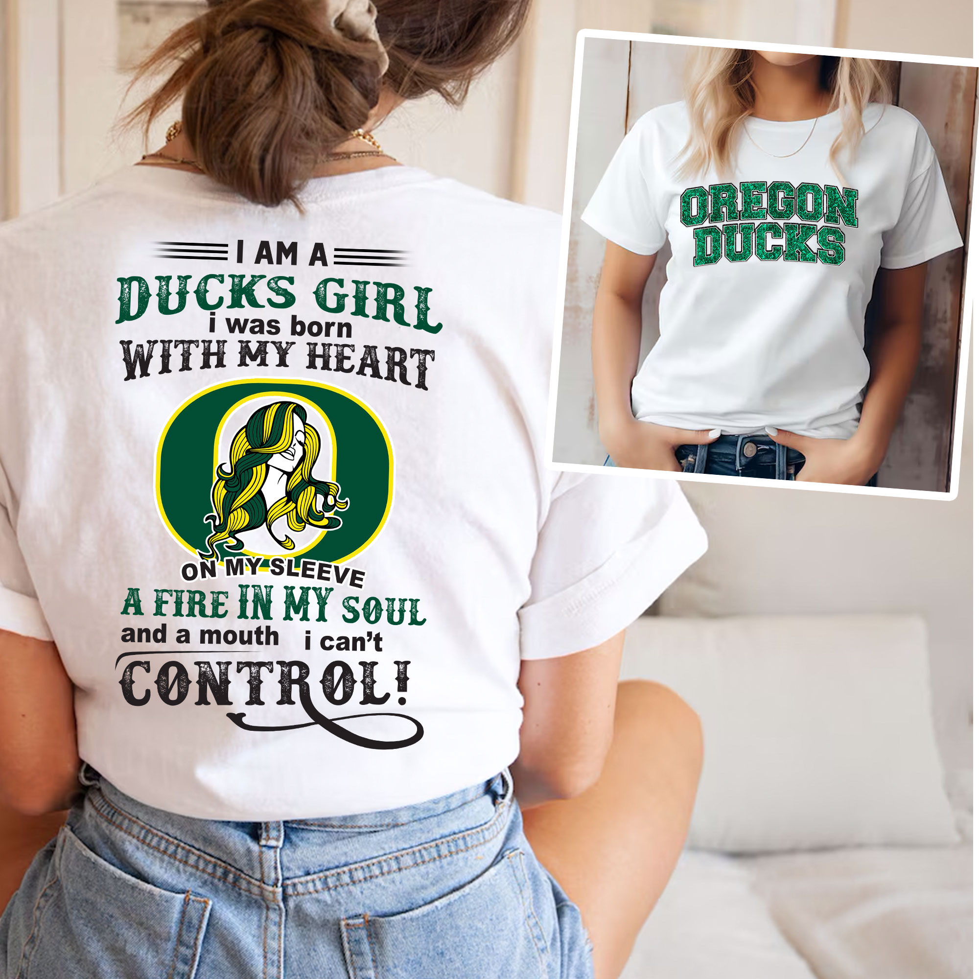 Oregon Ducks | Premium NCAA Girl Fan 3D Shirt - Image 3