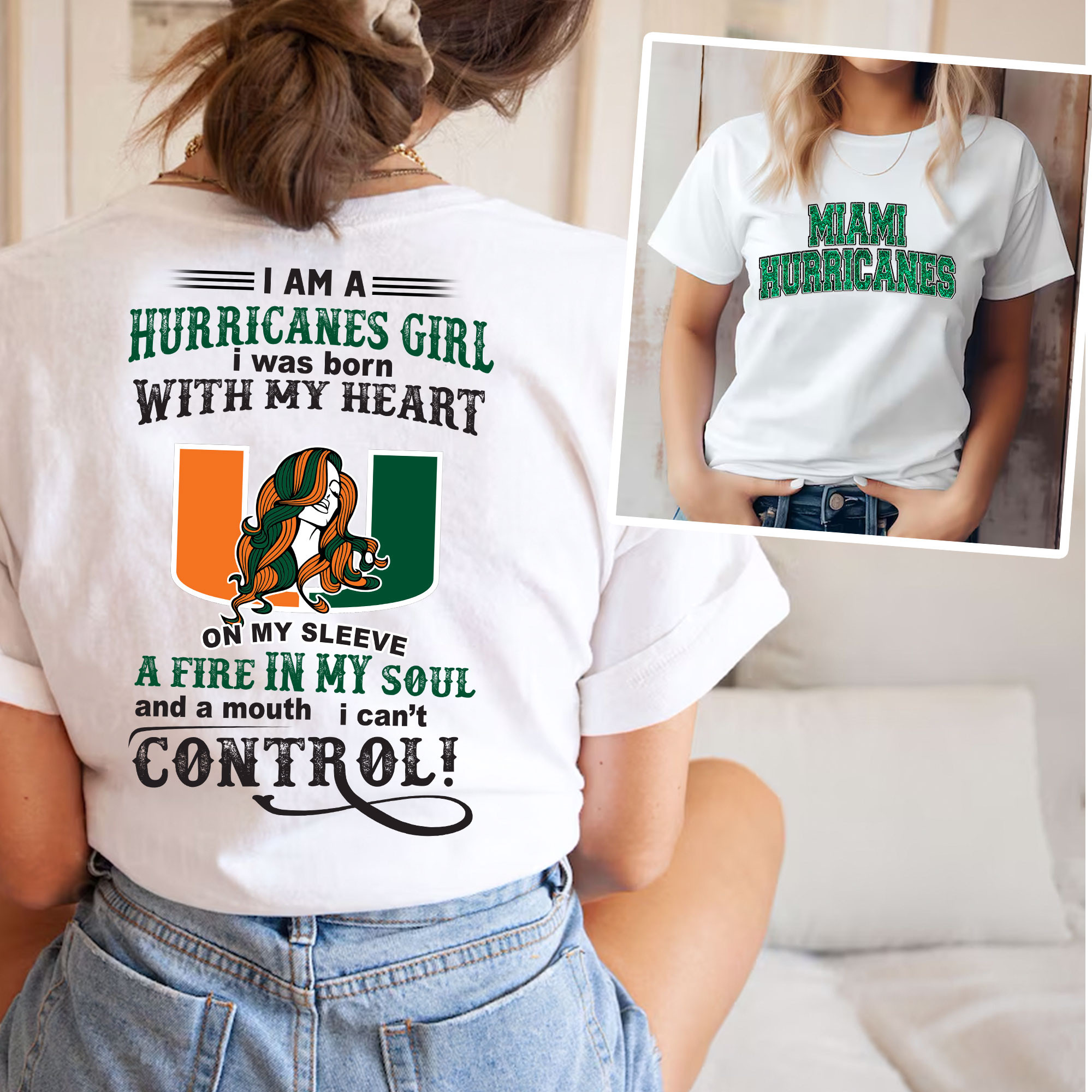 Miami Hurricanes | Premium NCAA Girl Fan 3D Shirt - Image 3