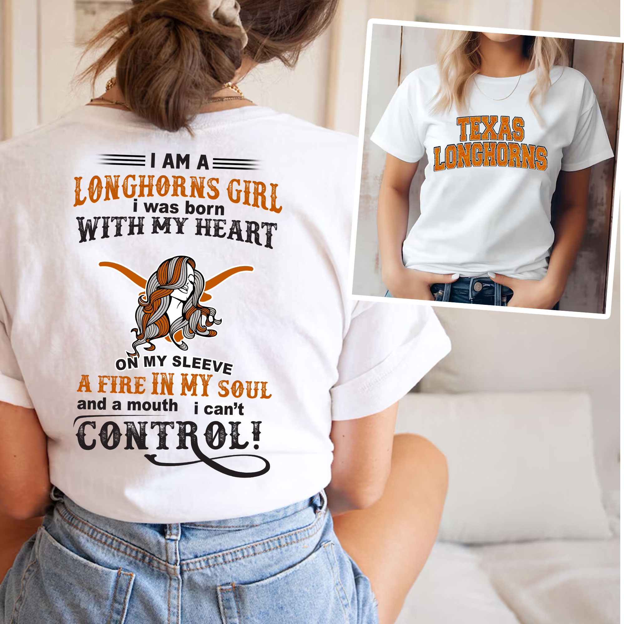 Texas Longhorns | Premium NCAA Girl Fan 3D Shirt - Image 3
