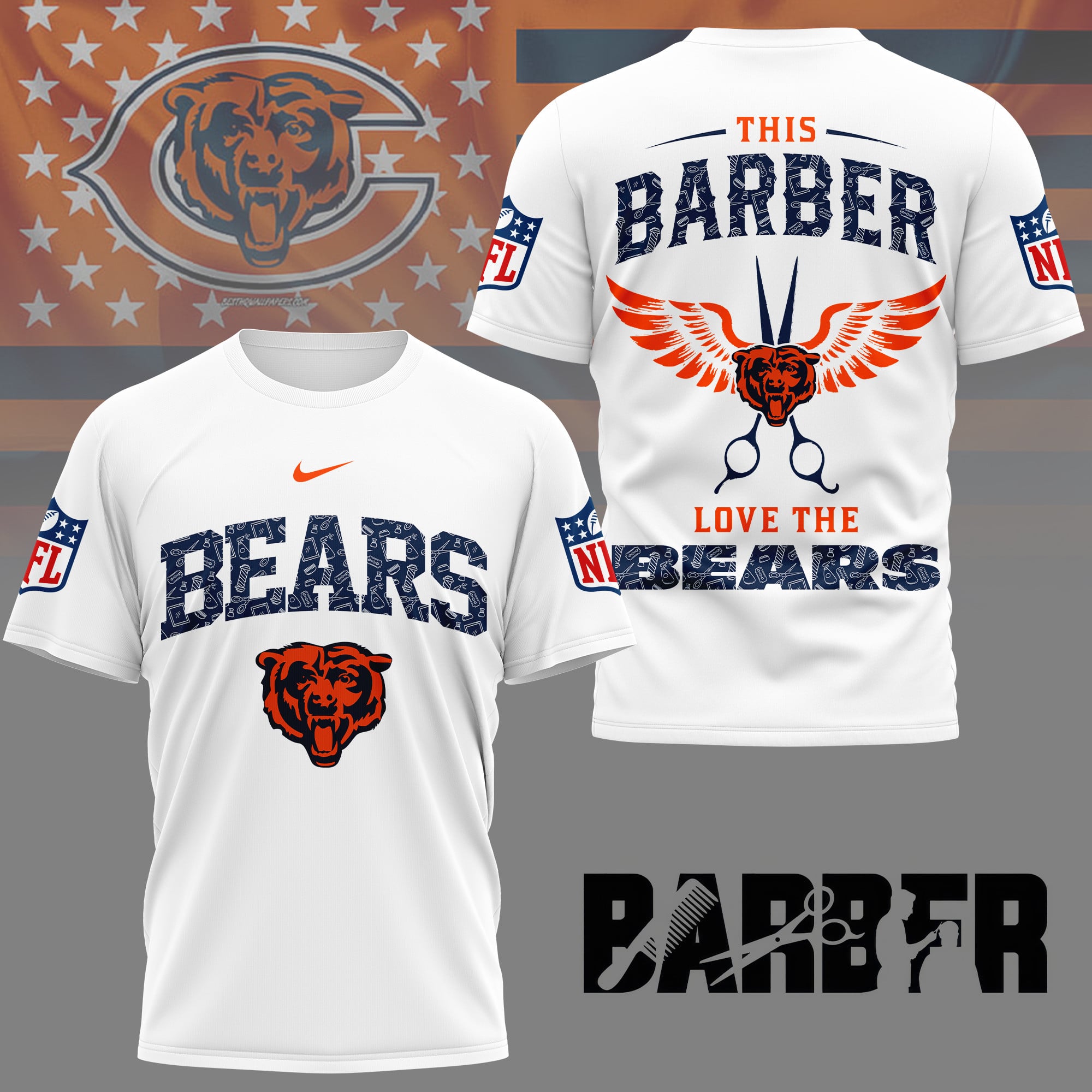 Chicago Bears | Premium NFL Barber Fan 3D Shirt NY