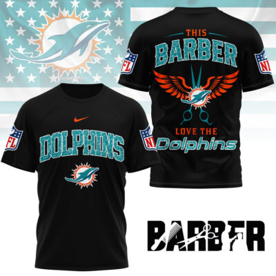 Alternative view of Miami Dolphins | Premium NFL Barber Fan 3D Shirt NY