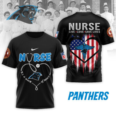 Alternative view of Carolina Panthers | Premium NFL Army Nurse Corps 125th Anniversary 3D Shirt
