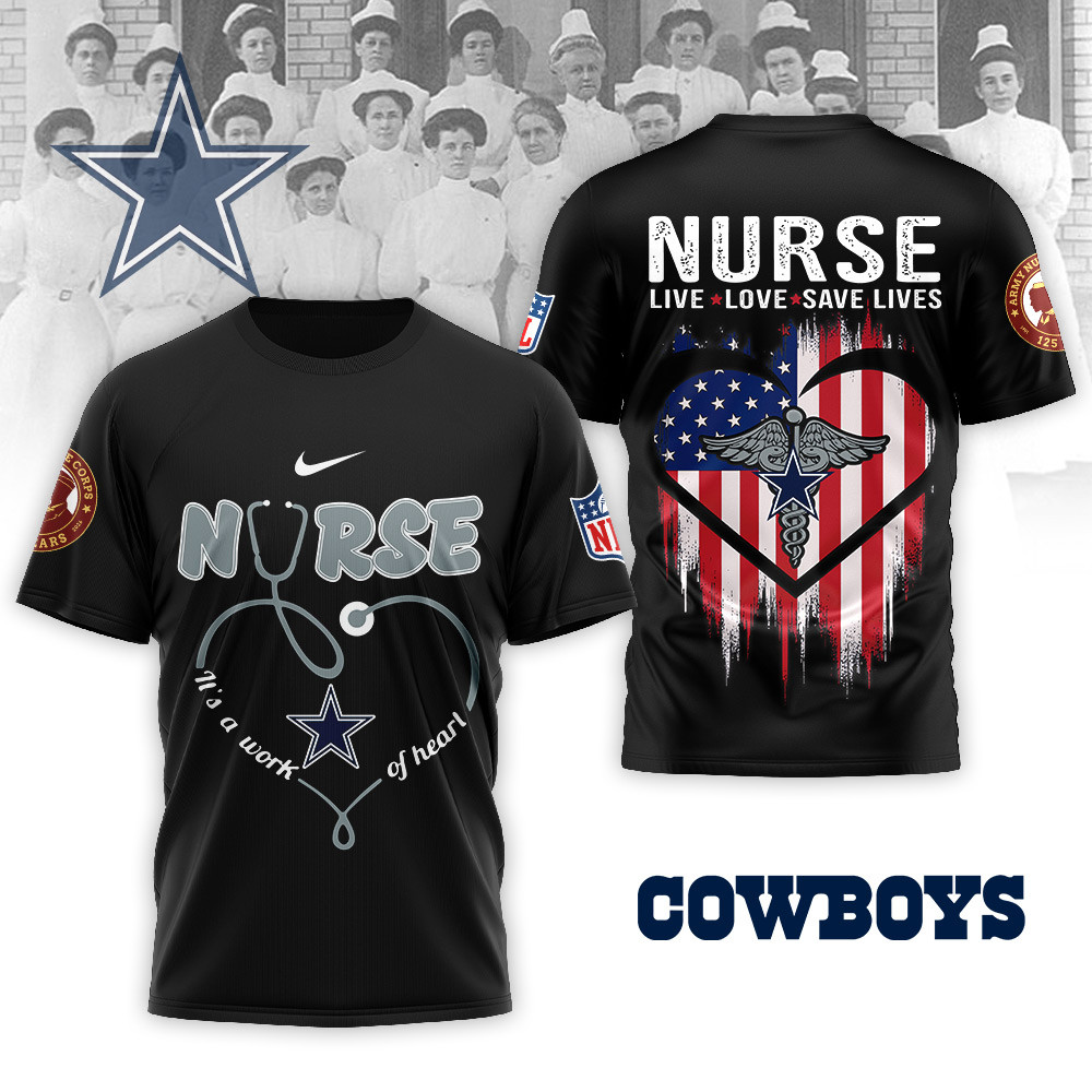 Dallas Cowboys | Premium NFL Army Nurse Corps 125th Anniversary 3D Shirt - Image 2