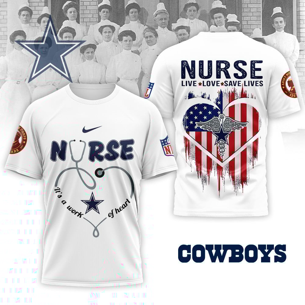 Dallas Cowboys | Premium NFL Army Nurse Corps 125th Anniversary 3D Shirt