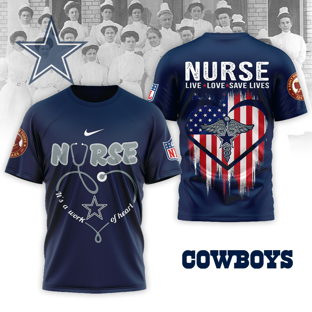 Dallas Cowboys | Premium NFL Army Nurse Corps 125th Anniversary 3D Shirt - Image 3