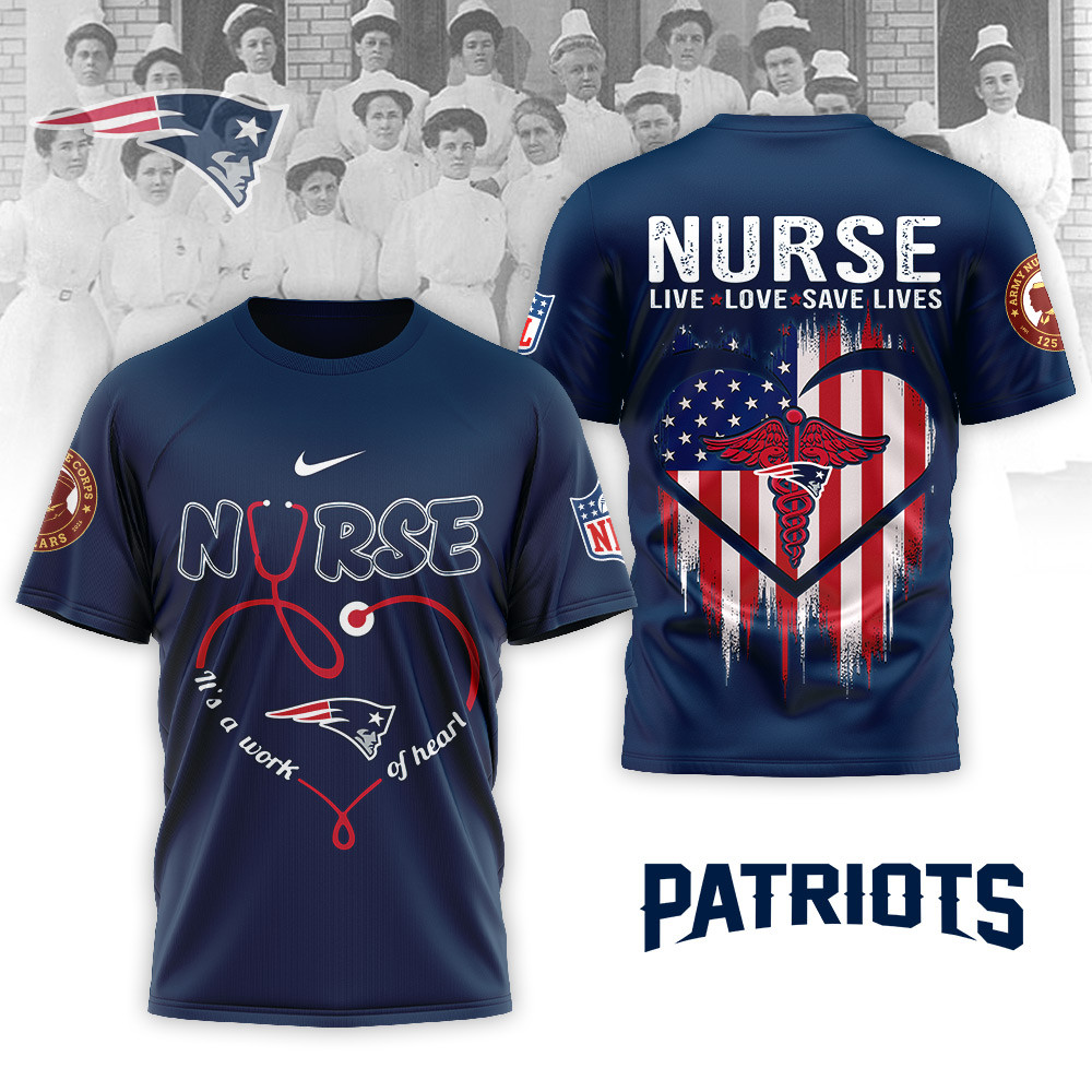 New England Patriots | Premium NFL Army Nurse Corps 125th Anniversary 3D Shirt - Image 3