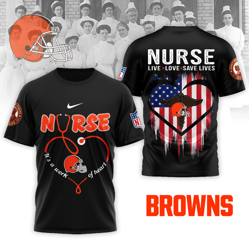 Cleveland Browns | Premium NFL Army Nurse Corps 125th Anniversary 3D Shirt - Image 2