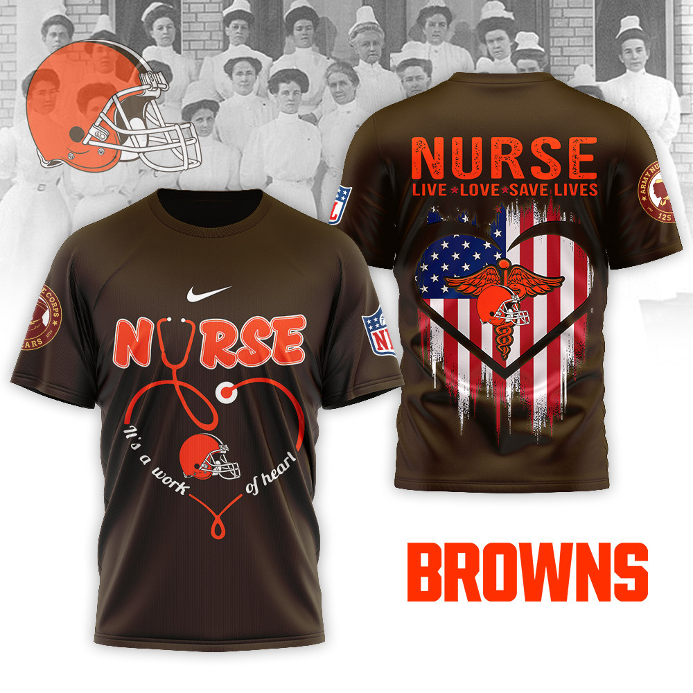 Cleveland Browns | Premium NFL Army Nurse Corps 125th Anniversary 3D Shirt - Image 3
