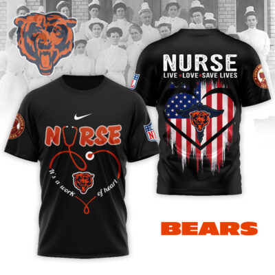 Alternative view of Chicago Bears | Premium NFL Army Nurse Corps 125th Anniversary 3D Shirt