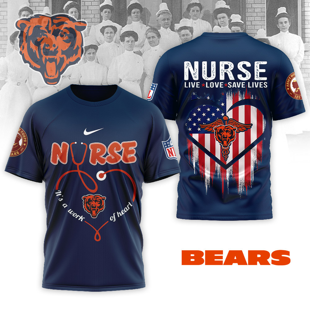 Chicago Bears | Premium NFL Army Nurse Corps 125th Anniversary 3D Shirt - Image 3
