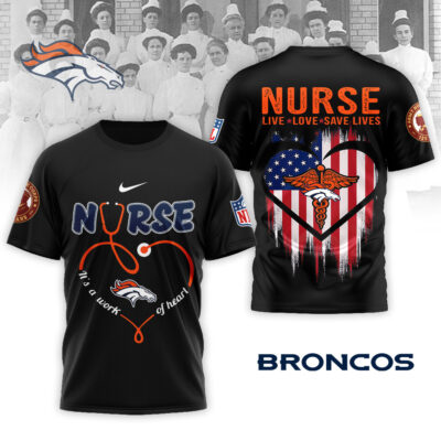Alternative view of Denver Broncos | Premium NFL Army Nurse Corps 125th Anniversary 3D Shirt