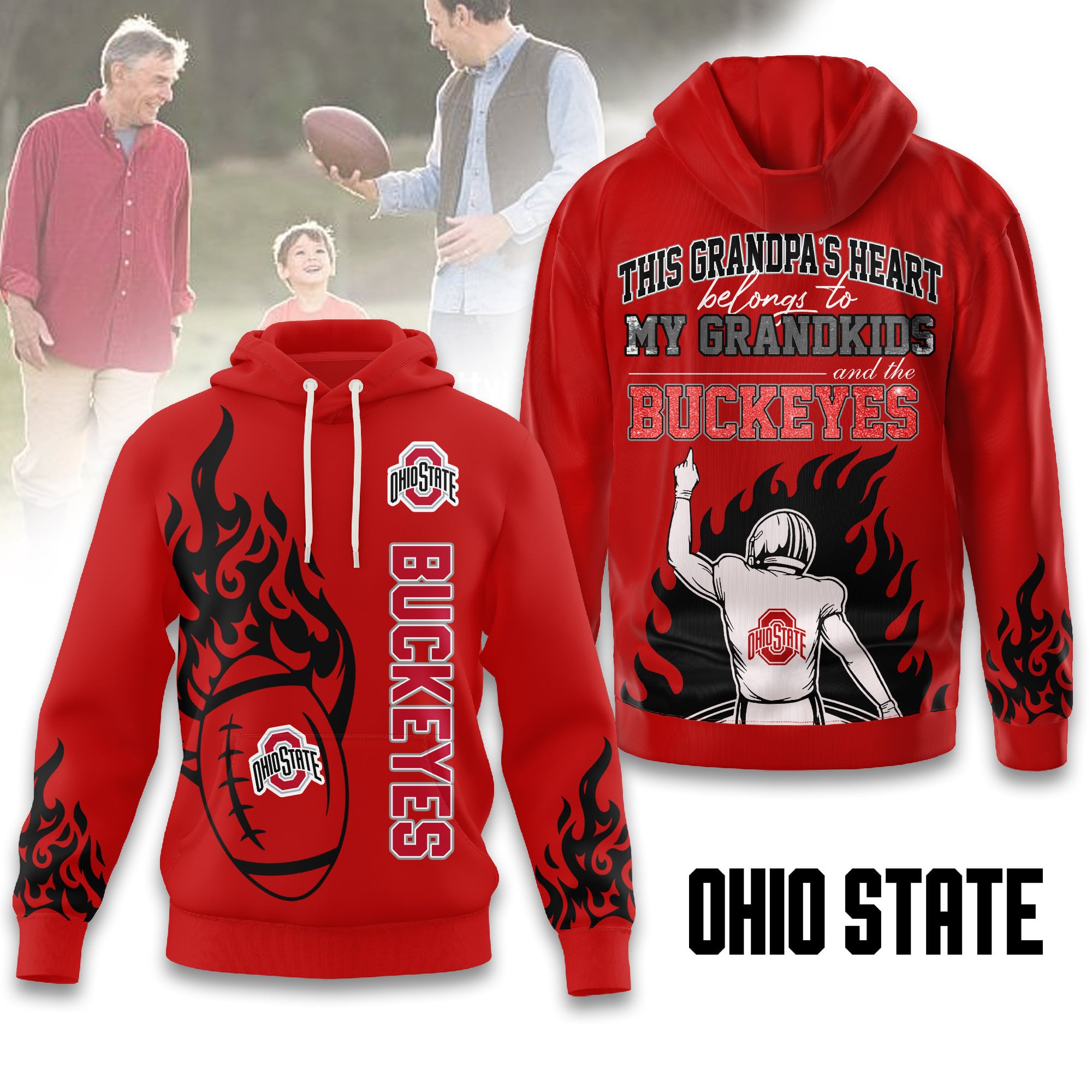 Ohio State Buckeyes | Premium NCAA Football Grandpa Hoodie