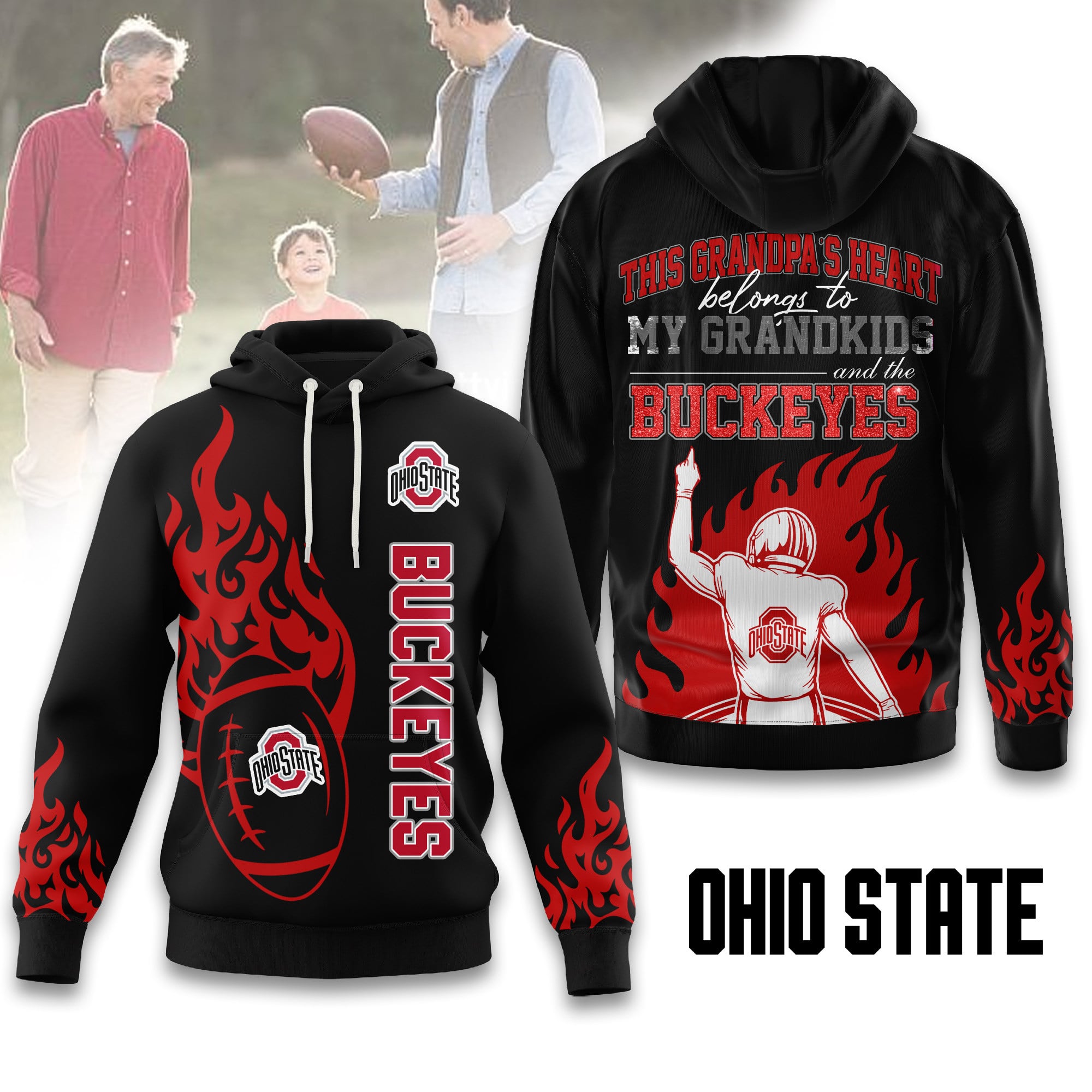 Ohio State Buckeyes | Premium NCAA Football Grandpa Hoodie - Image 2