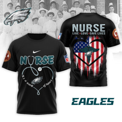 Alternative view of Philadelphia Eagles | Premium NFL Army Nurse Corps 125th Anniversary 3D Shirt