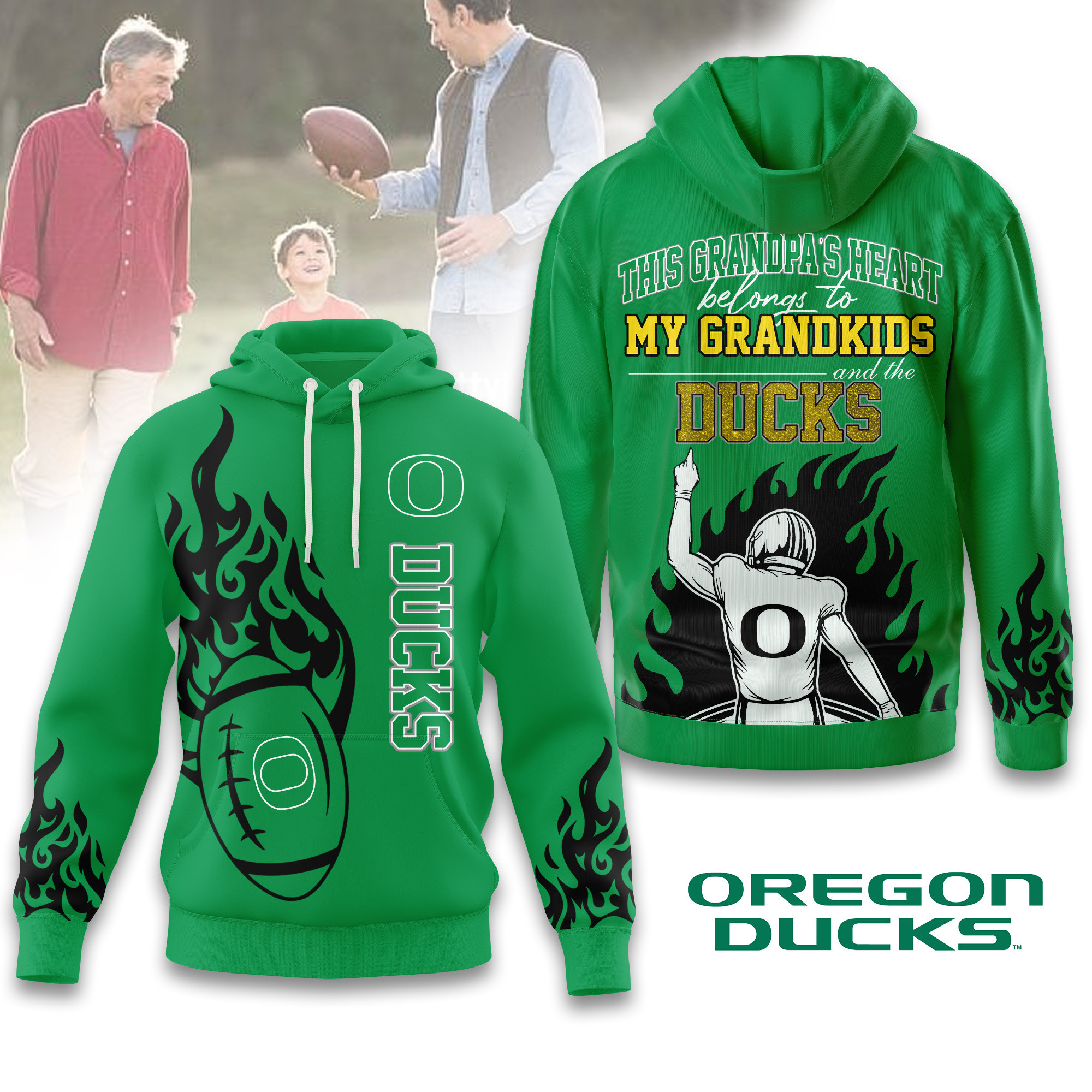 Oregon Ducks | Premium NCAA Football Grandpa Hoodie - Image 2