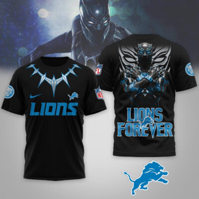 Alternative view of Detroit Lions | Premium NFL Black Panther 3D Shirt