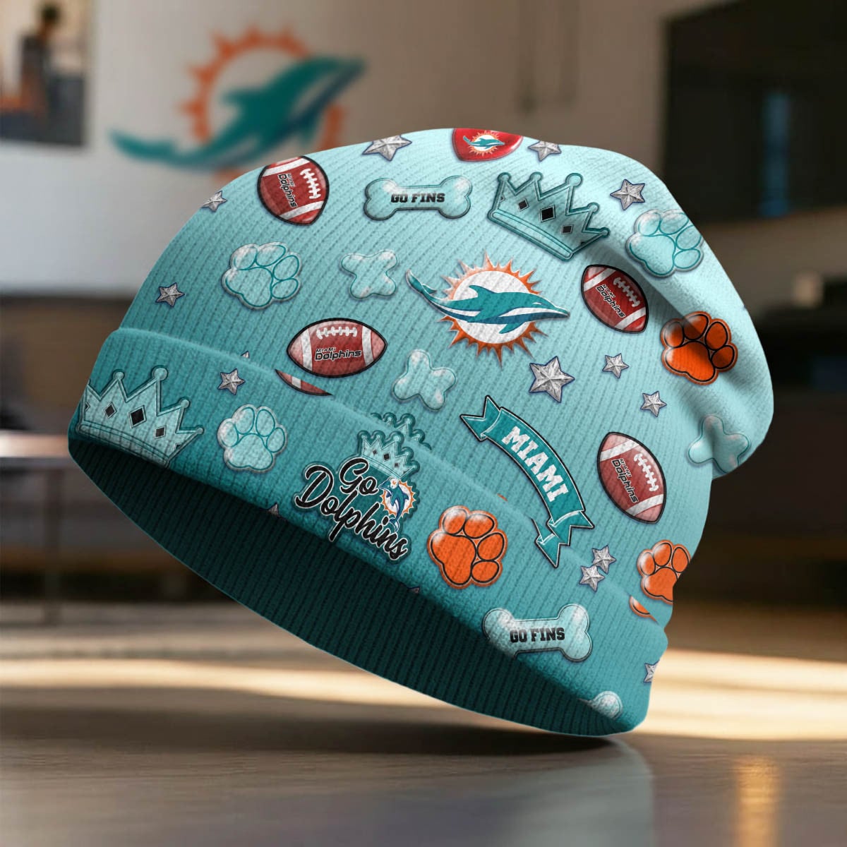 Miami Dolphins | Premium NFL Crown Beanie Hat NY - Image 2
