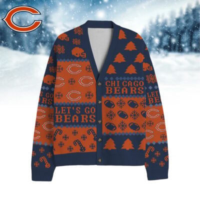 Chicago Bears | Premium NFL Cozy V-neck Knitted Fleece Cardigan NY