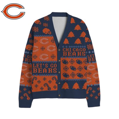 Alternative view of Chicago Bears | Premium NFL Cozy V-neck Knitted Fleece Cardigan NY
