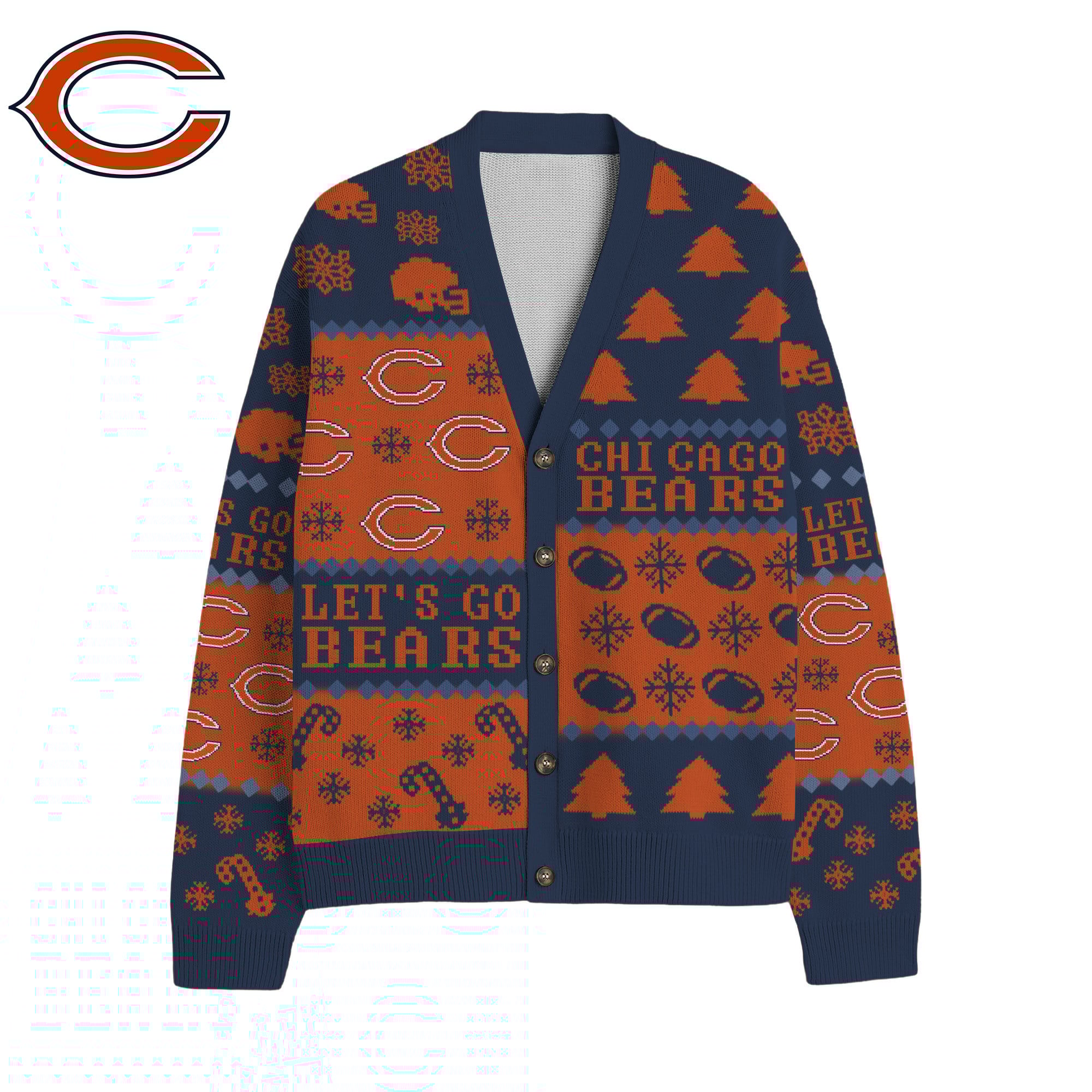 Chicago Bears | Premium NFL Cozy V-neck Knitted Fleece Cardigan NY - Image 2