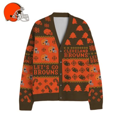Alternative view of Cleveland Browns | Premium NFL Cozy V-neck Knitted Fleece Cardigan NY