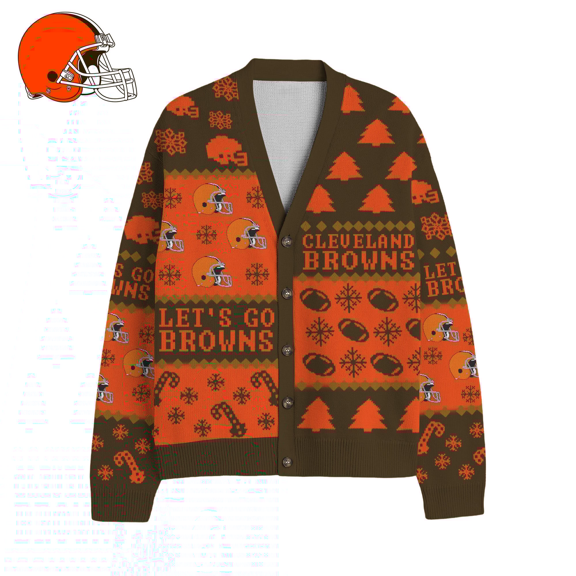Cleveland Browns | Premium NFL Cozy V-neck Knitted Fleece Cardigan NY - Image 2