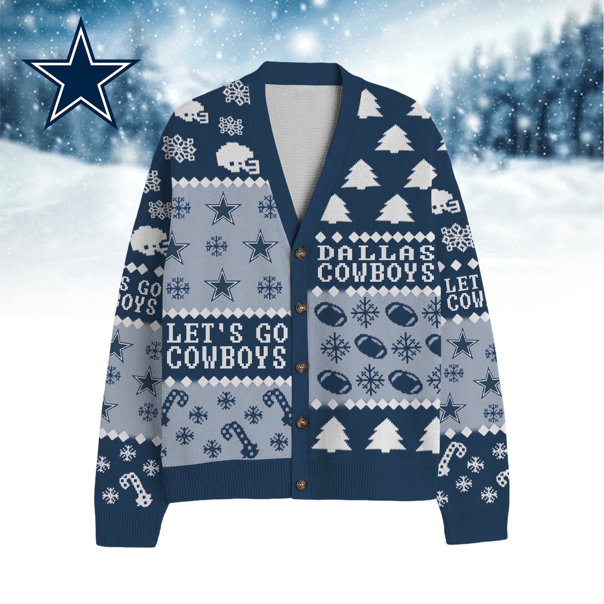 Dallas Cowboys | Premium NFL Cozy V-neck Knitted Fleece Cardigan NY