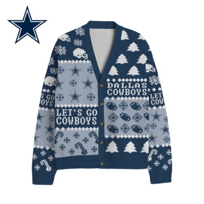 Alternative view of Dallas Cowboys | Premium NFL Cozy V-neck Knitted Fleece Cardigan NY