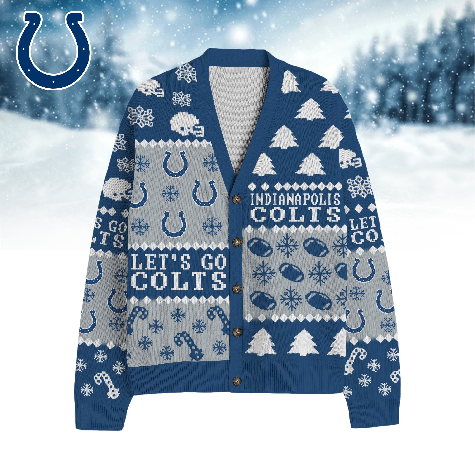 Indianapolis Colts | Premium NFL Cozy V-neck Knitted Fleece Cardigan NY