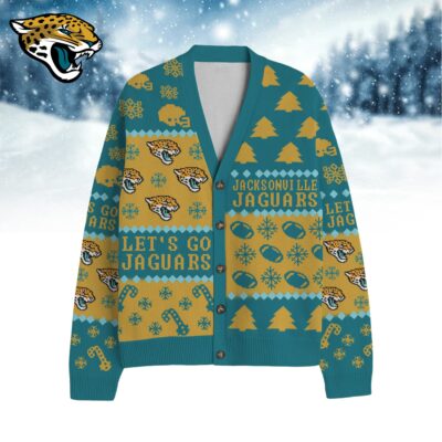 Jacksonville Jaguars | Premium NFL Cozy V-neck Knitted Fleece Cardigan NY