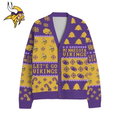 Alternative view of Minnesota Vikings | Premium NFL Cozy V-neck Knitted Fleece Cardigan NY